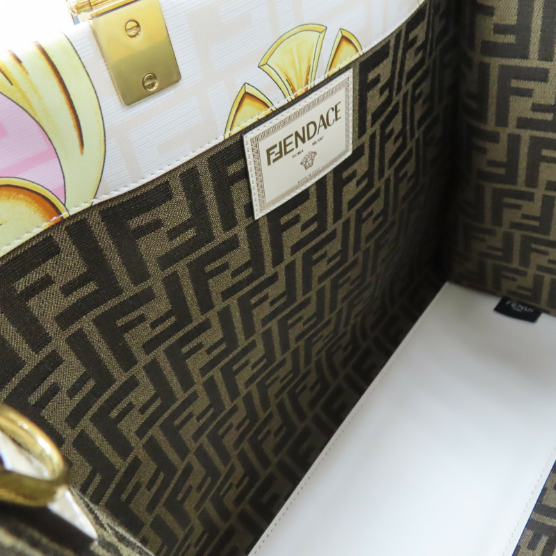 米白色 牛皮 Sunshine Medium VERSACE聯名 手提包 8BH386【FENDI 芬迪】 8BH386-4