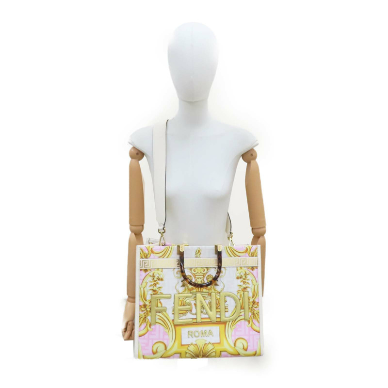 米白色 牛皮 Sunshine Medium VERSACE聯名 手提包 8BH386【FENDI 芬迪】 8BH386-12