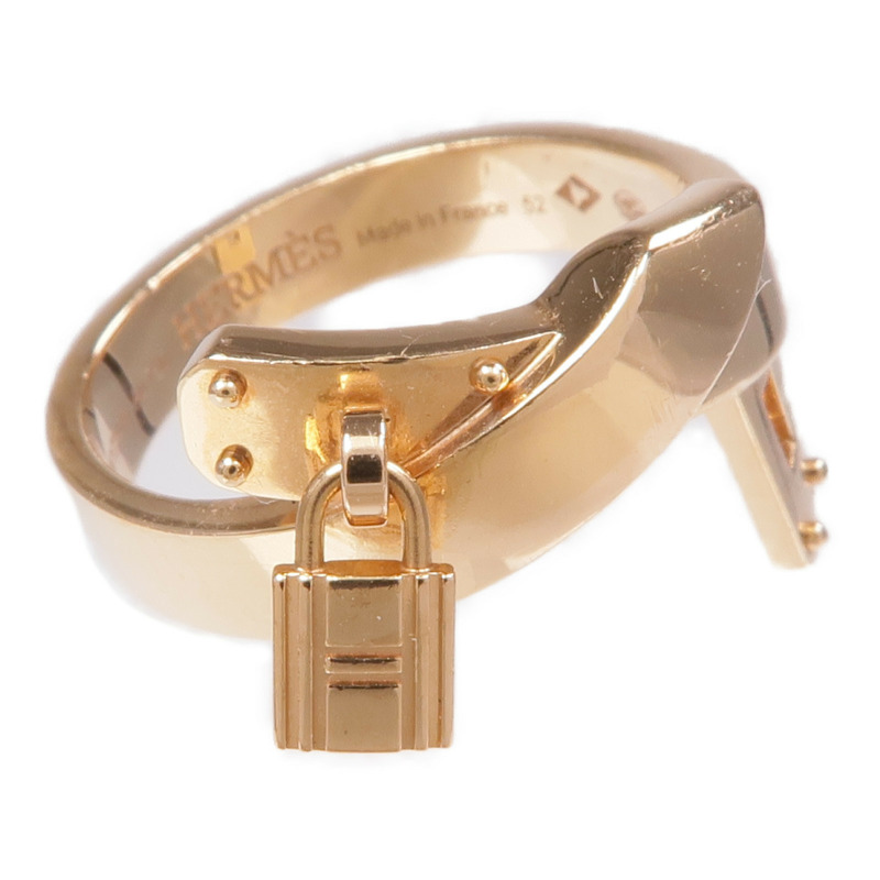 HERMES 18K玫瑰金Kelly Gavroche Ring戒指Hermes#52/US#6-1