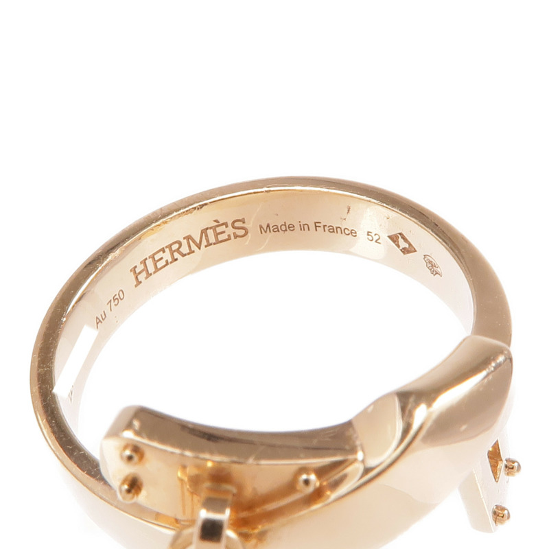 HERMES 18K玫瑰金Kelly Gavroche Ring戒指Hermes#52/US#6-4