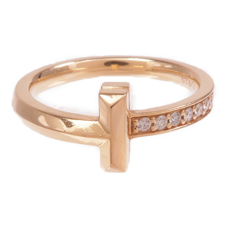 TIFFANY＆CO 18K玫瑰金T1 Ring鑽石戒指US#5-1