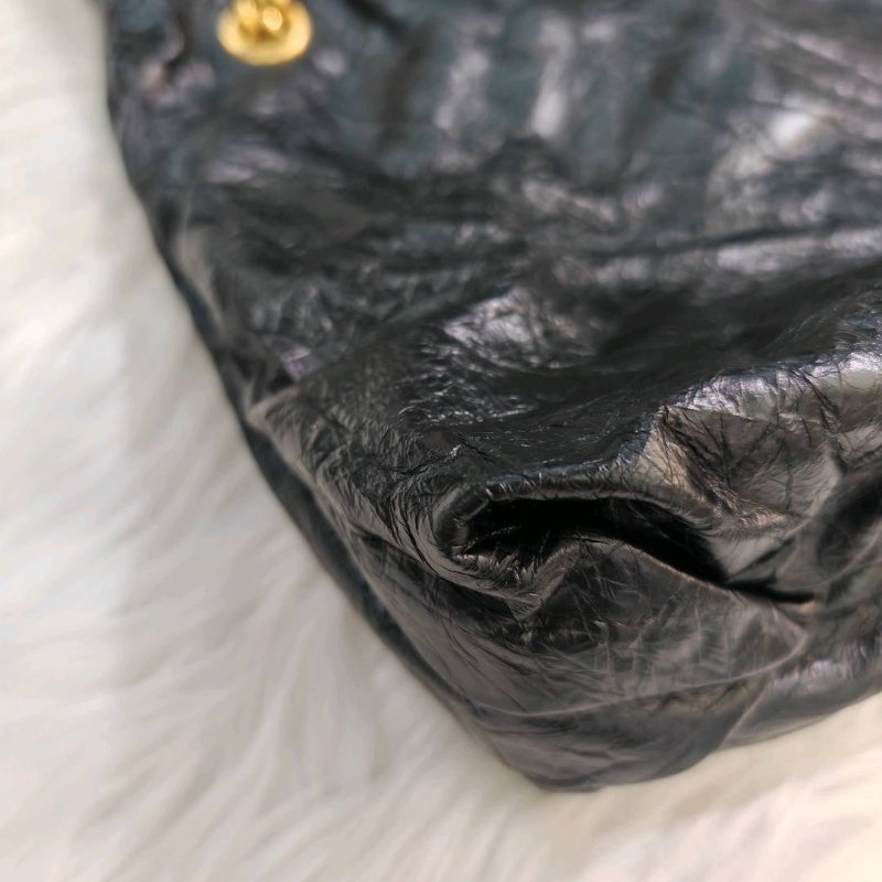 BALENCIAGA CRUSH 鏈條包 黑色 牛皮 垃圾袋-2