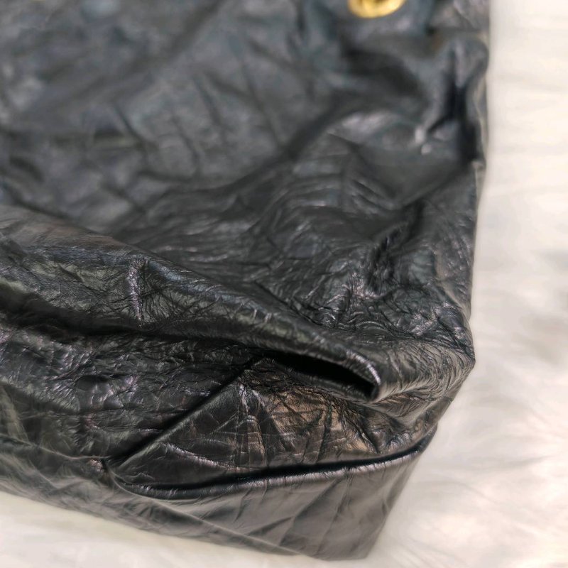 BALENCIAGA CRUSH 鏈條包 黑色 牛皮 垃圾袋-3