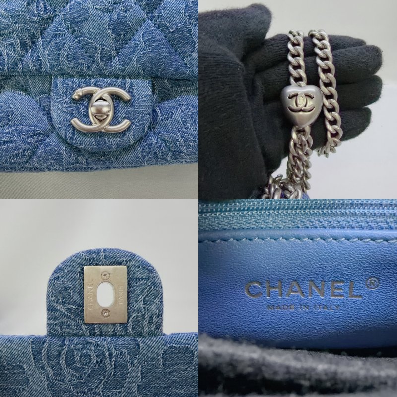 CHANEL 丹寧山茶花愛心扣鏈帶包-8