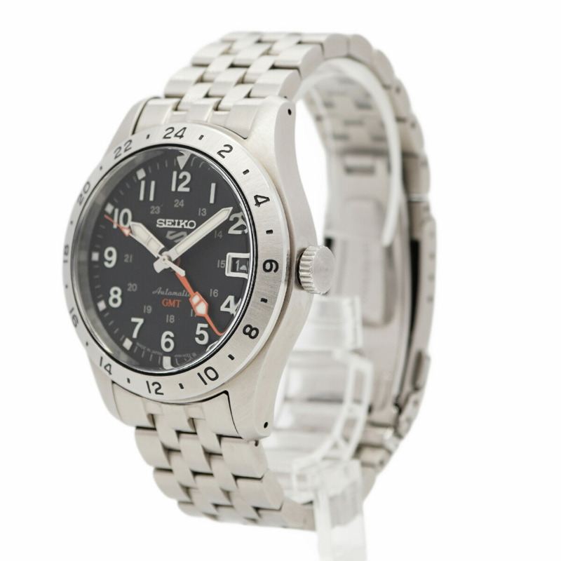 精工5號運動系列4R34-00C0 SBSC011黑色錶盤男士腕錶-2