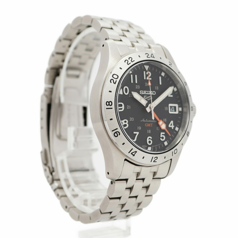 精工5號運動系列4R34-00C0 SBSC011黑色錶盤男士腕錶-3