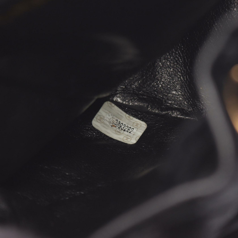 香奈兒 (CHANEL) 絎縫雙肩包/背包/鏈條抽繩包/黑色織物/二手/金色五金-4