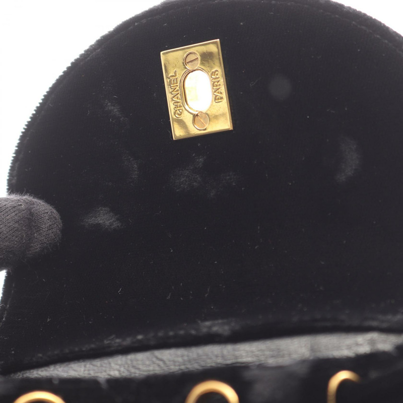 香奈兒 (CHANEL) 絎縫雙肩包/背包/鏈條抽繩包/黑色織物/二手/金色五金-6