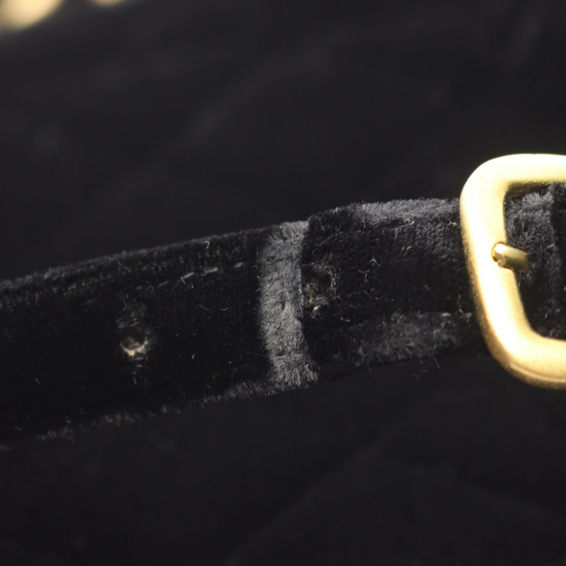 香奈兒 (CHANEL) 絎縫雙肩包/背包/鏈條抽繩包/黑色織物/二手/金色五金-11