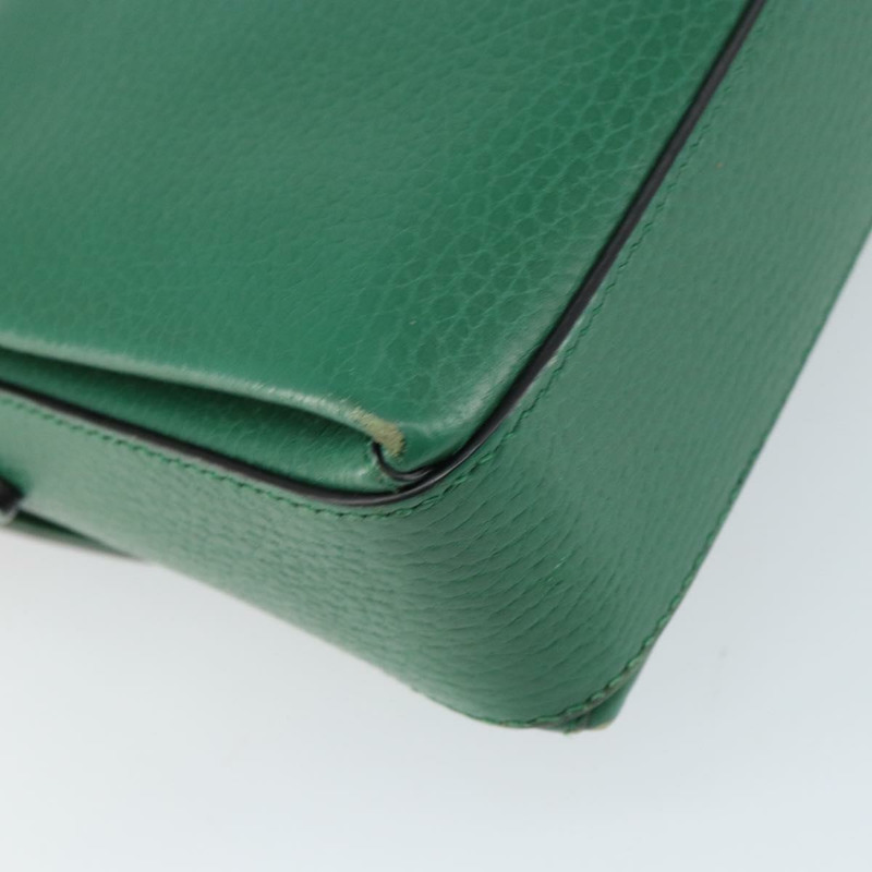【日本直送】GUCCI 雙G鏈條肩背包，皮革材質，綠色/金色，貨號607720，正品編號158806-15