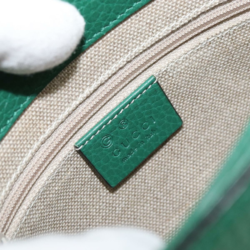 【日本直送】GUCCI 雙G鏈條肩背包，皮革材質，綠色/金色，貨號607720，正品編號158806-17