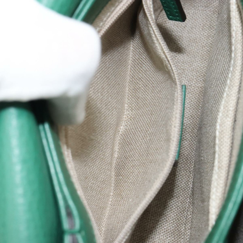 【日本直送】GUCCI 雙G鏈條肩背包，皮革材質，綠色/金色，貨號607720，正品編號158806-21