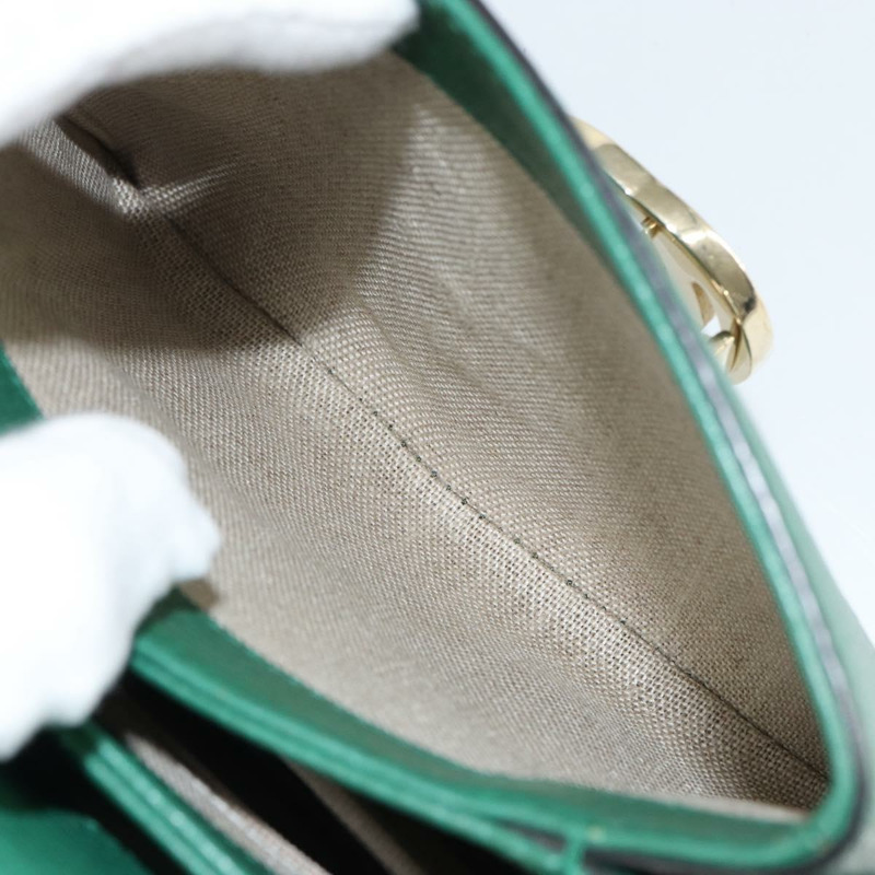 【日本直送】GUCCI 雙G鏈條肩背包，皮革材質，綠色/金色，貨號607720，正品編號158806-22