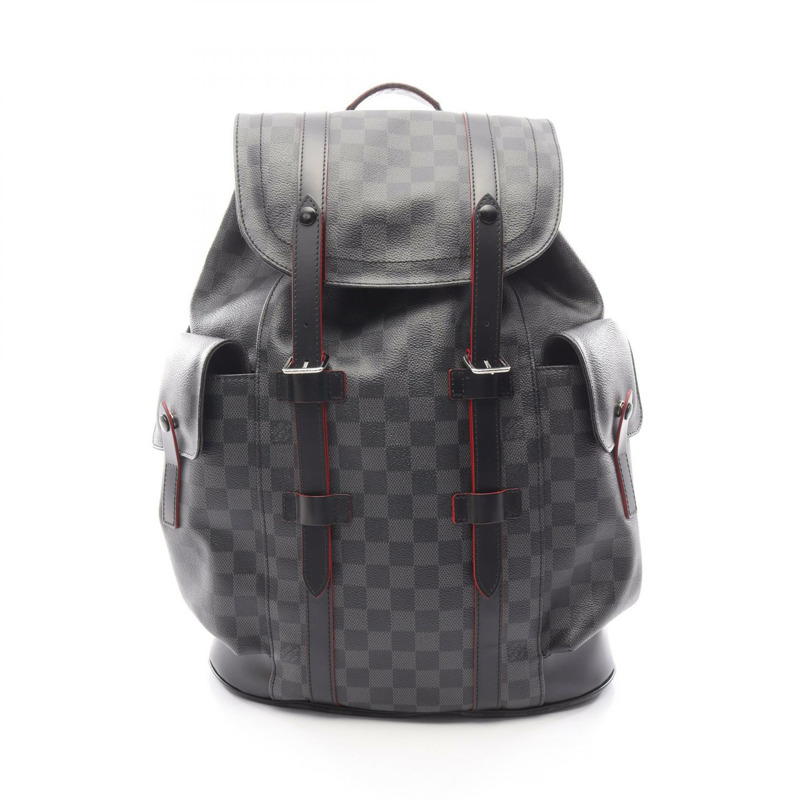 路易威登 Christopher PM 雙肩包 N41575 Damier 石墨紅 二手-0