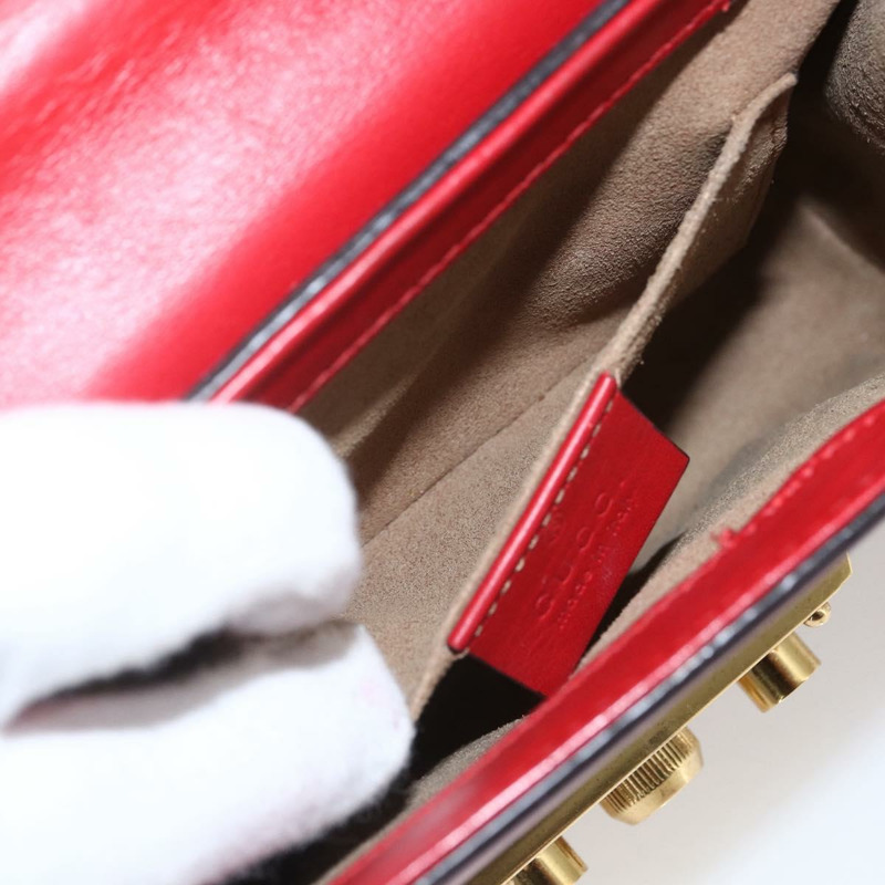 【日本直送】GUCCI 紅色金色皮革單肩包 409487 正品 ka847-21