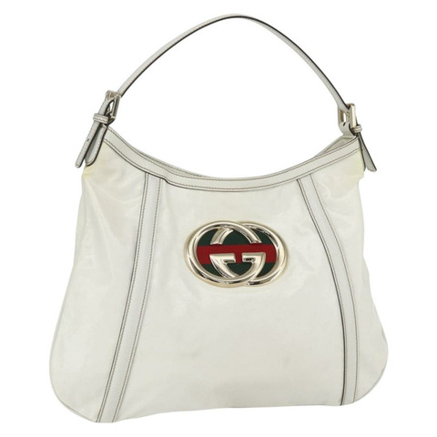 GUCCI Interlocking Web Sherry Line 手提包 塗層帆布 白色 162740 正品 159778