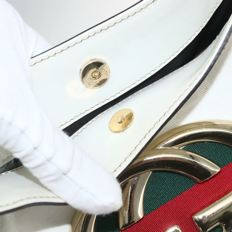 【日本直送】GUCCI Interlocking Web Sherry Line 手提包 塗層帆布 白色 162740 正品 159778-9