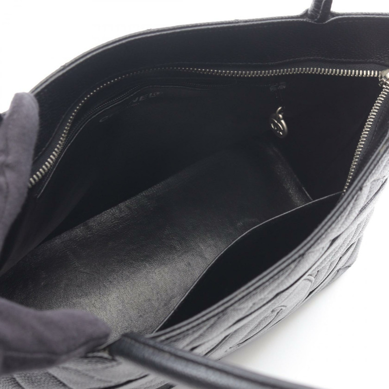 香奈兒 (CHANEL) Medallion 手提包，粒面小牛皮，黑色，銀色五金，二手，女士 CC-2