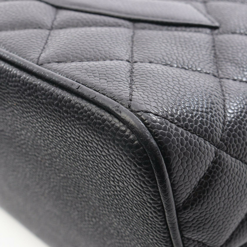 香奈兒 (CHANEL) Medallion 手提包，粒面小牛皮，黑色，銀色五金，二手，女士 CC-5