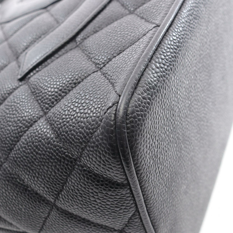 香奈兒 (CHANEL) Medallion 手提包，粒面小牛皮，黑色，銀色五金，二手，女士 CC-6