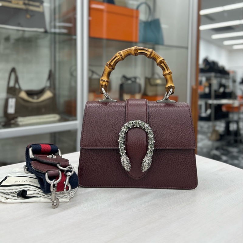 Gucci 酒神 安哥拉紅 mini竹節手提包-0