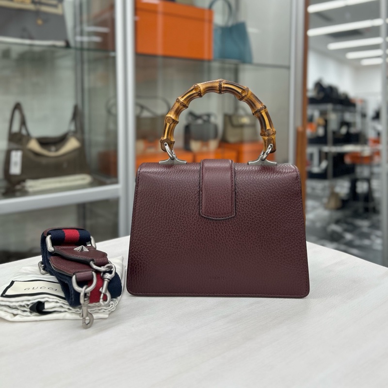 Gucci 酒神 安哥拉紅 mini竹節手提包-3