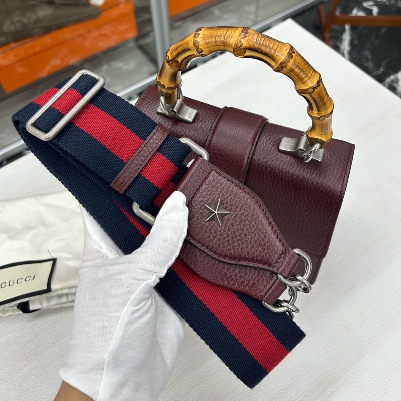 Gucci 酒神 安哥拉紅 mini竹節手提包-4