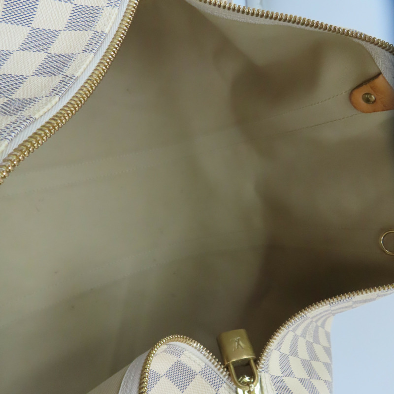 白色 棋盤格帆布 Keepall Bandouliere 45 兩用包【LOUIS VUITTON LV 路易威登】 N48223-4