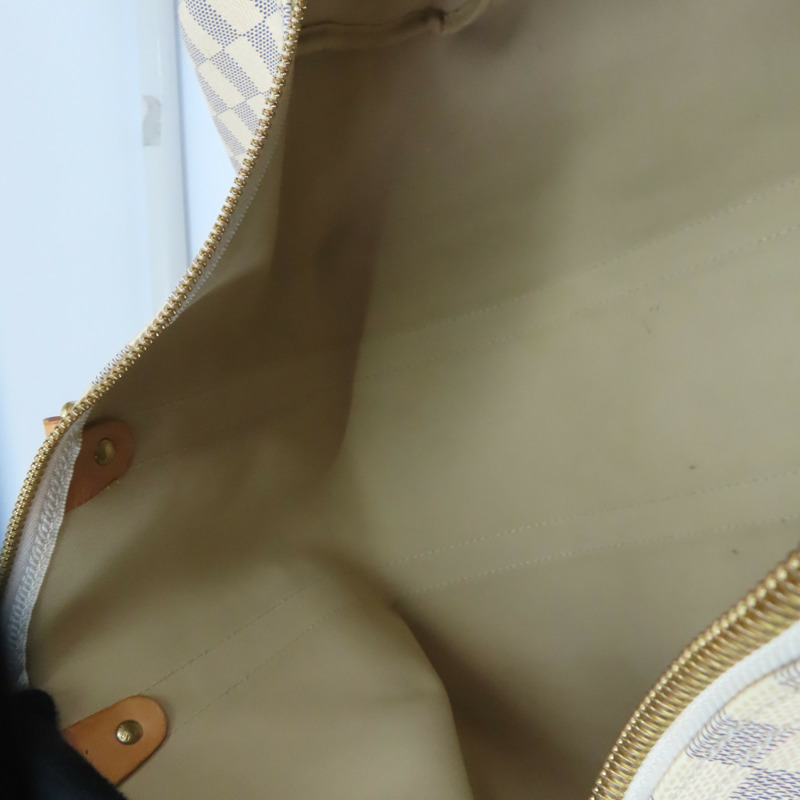 白色 棋盤格帆布 Keepall Bandouliere 45 兩用包【LOUIS VUITTON LV 路易威登】 N48223-5