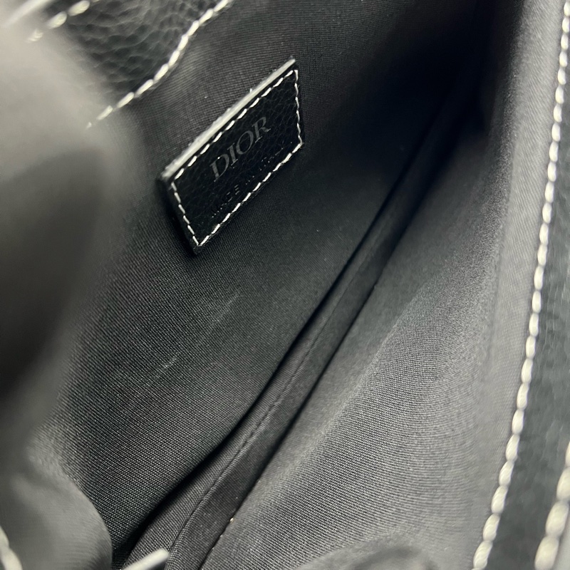 Dior 黑色全皮外縫線馬鞍包 尺寸約24*17.5*5cm-8