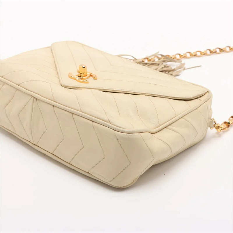 香奈兒女士人字紋羊皮鏈單肩包-2