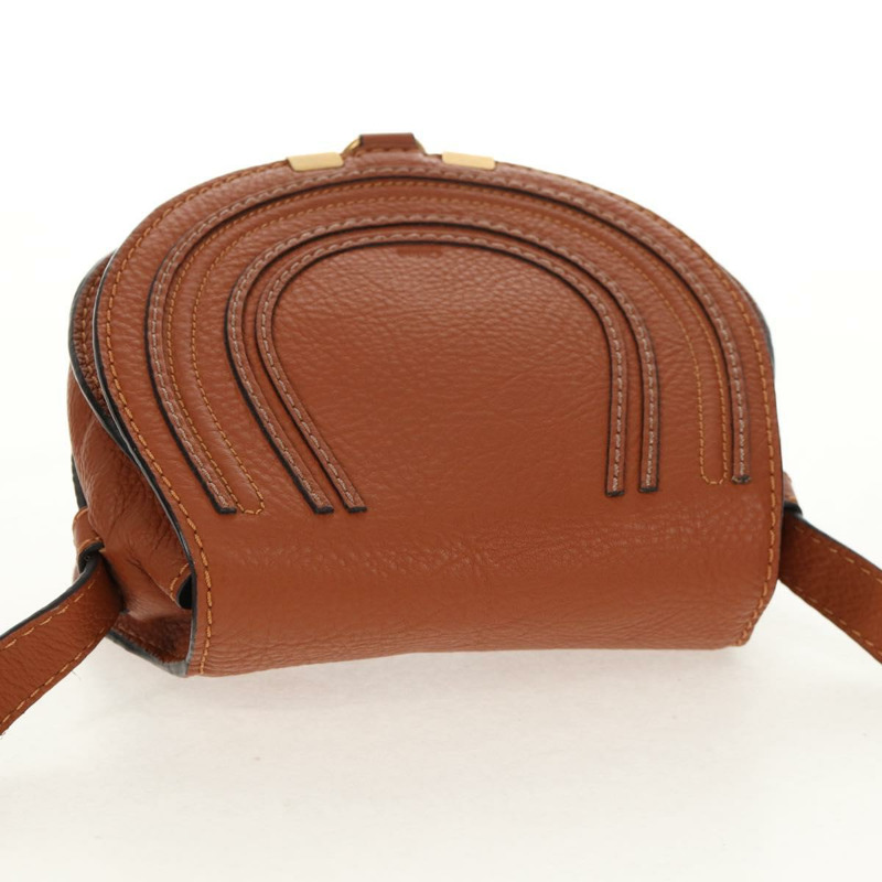 【日本直送】Chloe Marcie 小馬鞍包 皮革 棕色 金色 01-13-62-65 正品 am9934M-5