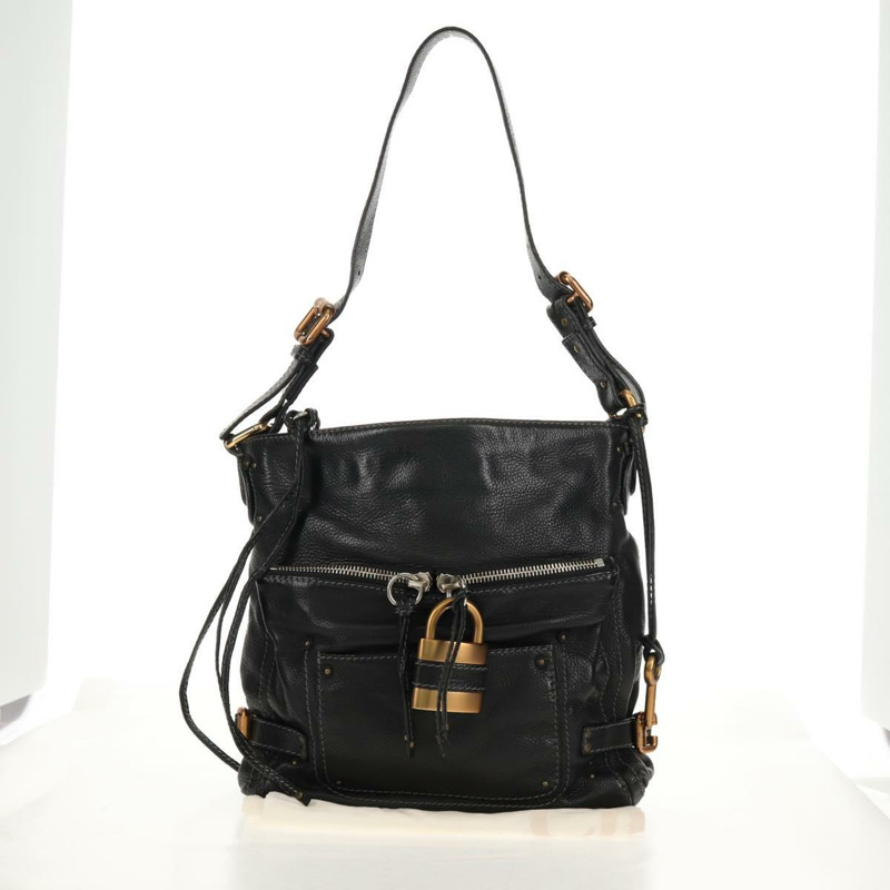 【日本直送】Chloe Paddington 單肩包，黑色皮革，金色銀色，正品，貨號 156875V-11