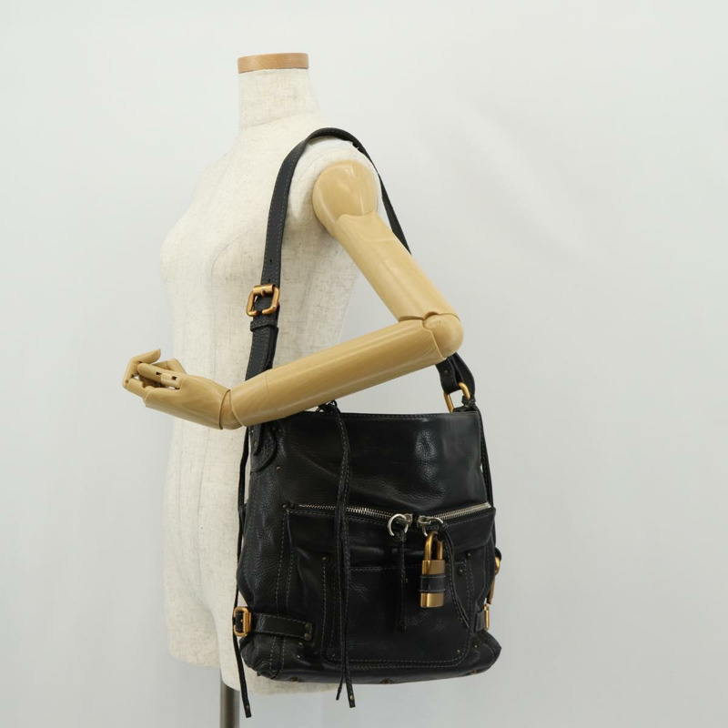 【日本直送】Chloe Paddington 單肩包，黑色皮革，金色銀色，正品，貨號 156875V-28