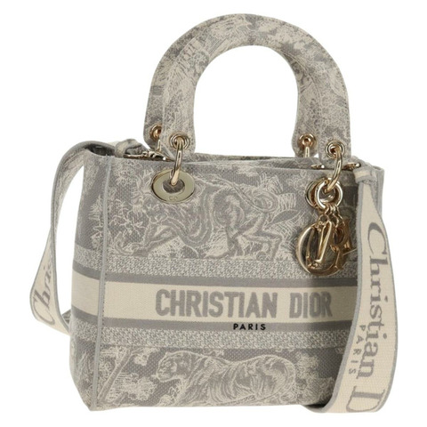 Christian Dior Trotter帆布手提包 PVC灰色金色正品 mr1671M