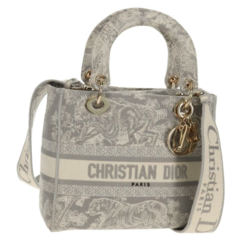 【日本直送】Christian Dior Trotter帆布手提包 PVC灰色金色正品 mr1671M-0