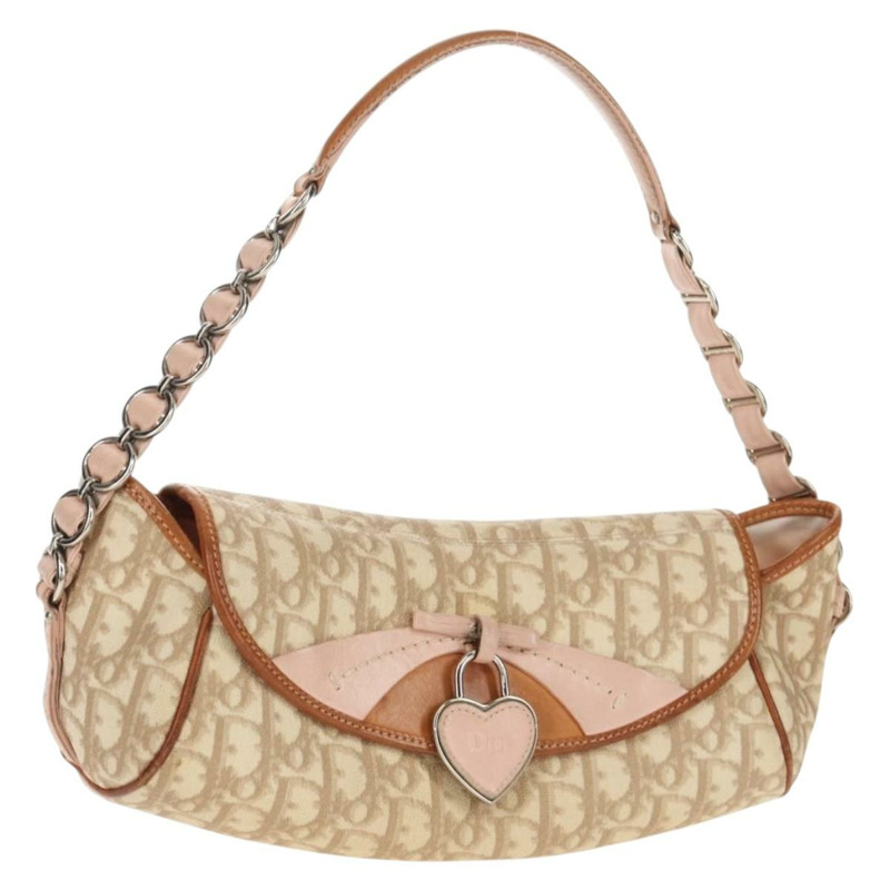 【日本直送】Christian Dior Romantic Trotter帆布鏈條包 PVC米色銀色 正品 157318V-0