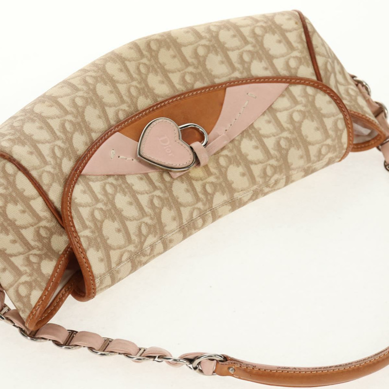【日本直送】Christian Dior Romantic Trotter帆布鏈條包 PVC米色銀色 正品 157318V-5