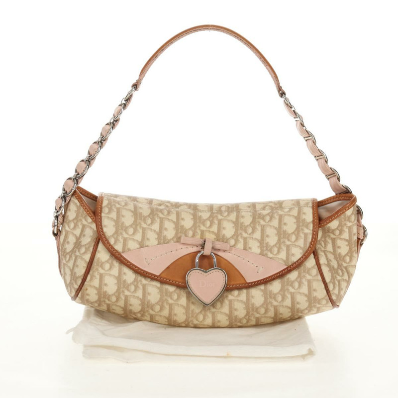 【日本直送】Christian Dior Romantic Trotter帆布鏈條包 PVC米色銀色 正品 157318V-11