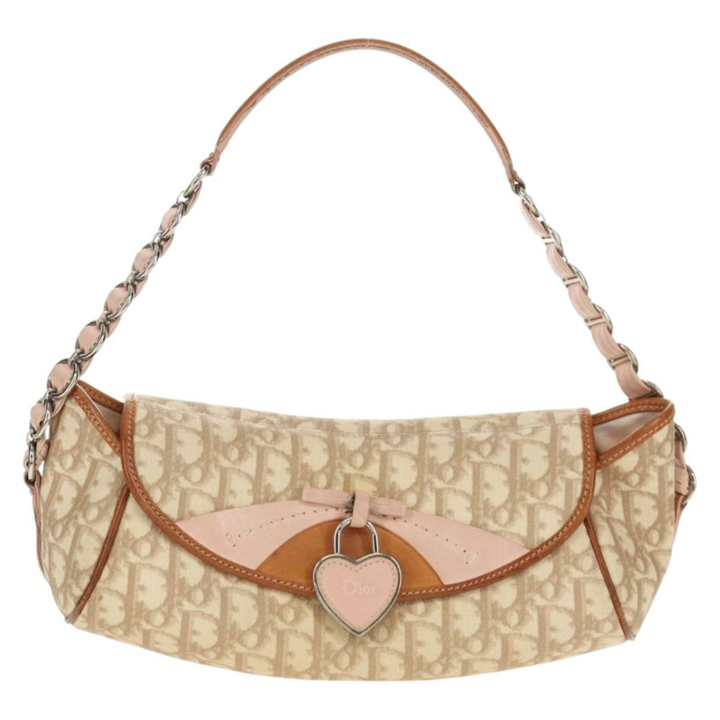 【日本直送】Christian Dior Romantic Trotter帆布鏈條包 PVC米色銀色 正品 157318V-12