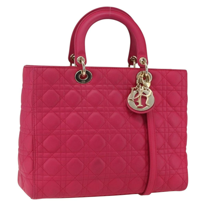 【日本直送】Christian Dior Lady Dior Canage 手提包，真皮材質，兩用，粉金色，正品，貨號 157272SAM-0