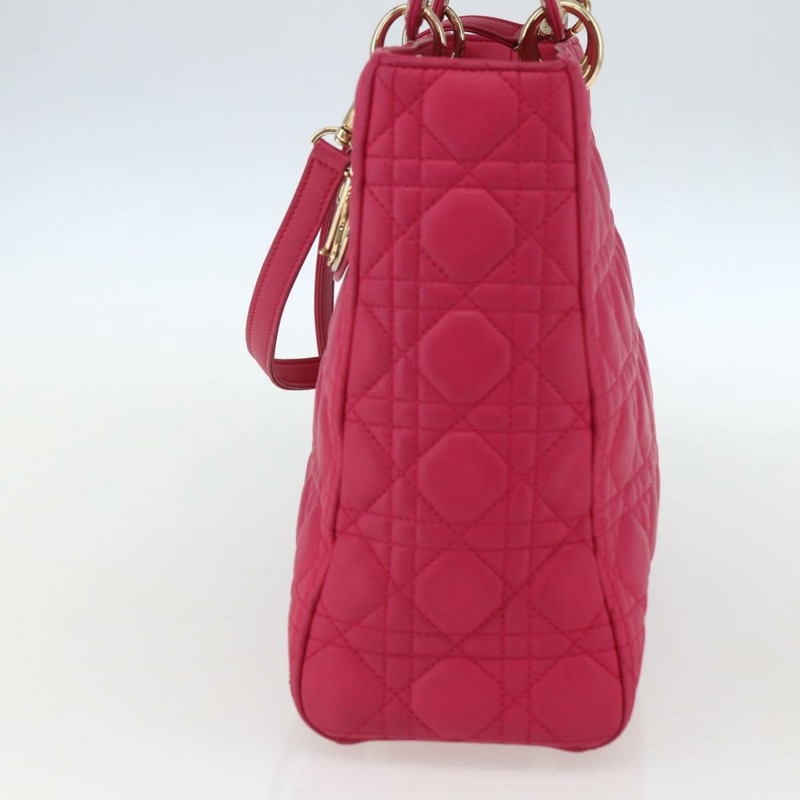 【日本直送】Christian Dior Lady Dior Canage 手提包，真皮材質，兩用，粉金色，正品，貨號 157272SAM-3