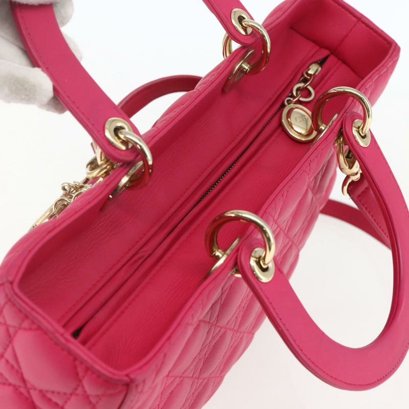 【日本直送】Christian Dior Lady Dior Canage 手提包，真皮材質，兩用，粉金色，正品，貨號 157272SAM-5