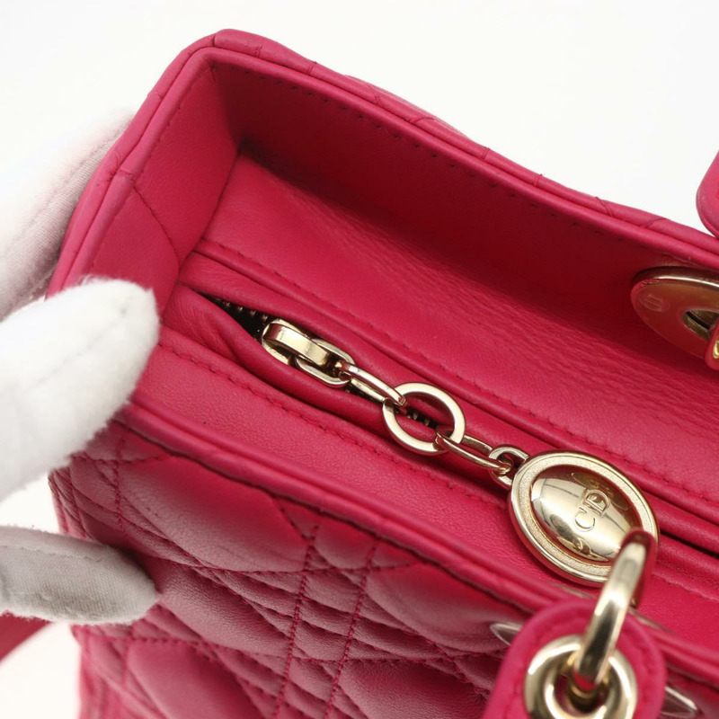 【日本直送】Christian Dior Lady Dior Canage 手提包，真皮材質，兩用，粉金色，正品，貨號 157272SAM-19