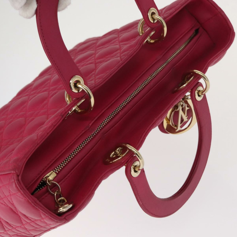 【日本直送】Christian Dior Lady Dior Canage 手提包 真皮 2way 粉金配色 正品 157410V-5