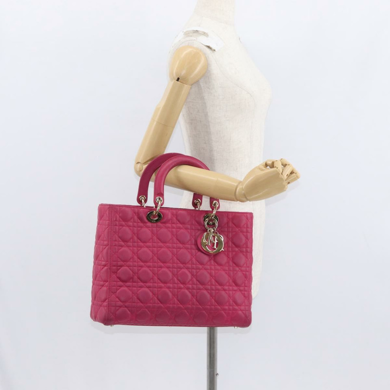 【日本直送】Christian Dior Lady Dior Canage 手提包 真皮 2way 粉金配色 正品 157410V-23