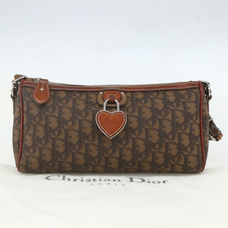 【日本直送】Christian Dior Trotter Romantic 肩背包 PVC 棕色銀色 正品 157408V-11