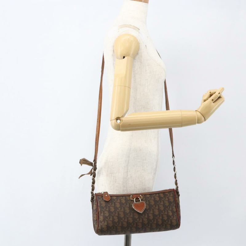 【日本直送】Christian Dior Trotter Romantic 肩背包 PVC 棕色銀色 正品 157408V-23