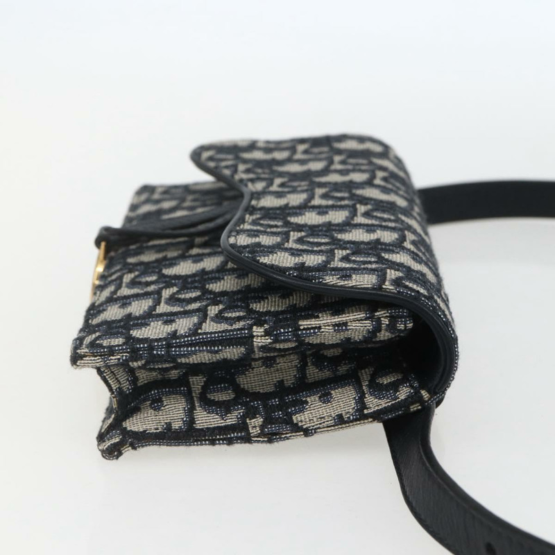 【日本直送】Christian Dior Trotter帆布馬鞍腰包，海軍藍/金色，正品，貨號158879SAM-3