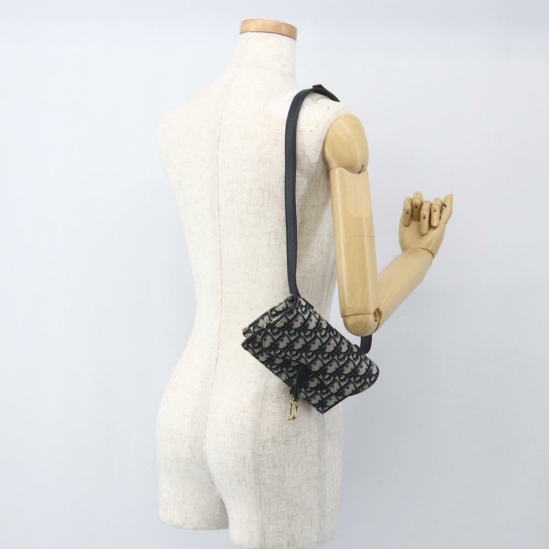 【日本直送】Christian Dior Trotter帆布馬鞍腰包，海軍藍/金色，正品，貨號158879SAM-22